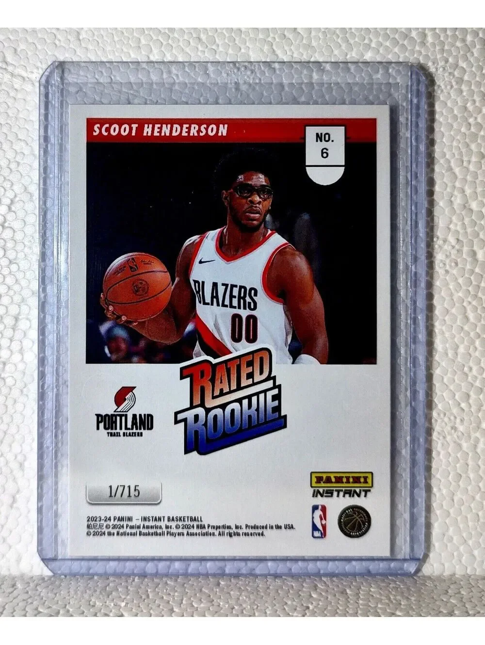 Scoot Henderson 2023-24 Panini NBA #6 Rated Rookie Retro Card TrailBlazers 1/715
